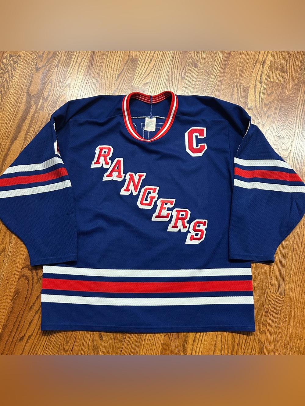 Vintage New York Rangers CCM Brian Leetch Captains Hockey Jersey Maska Sz L #2